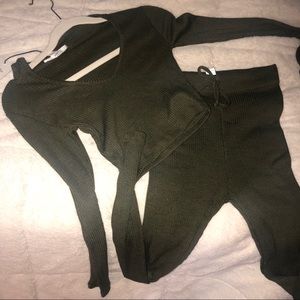 Wanderlust olive green hoodie set